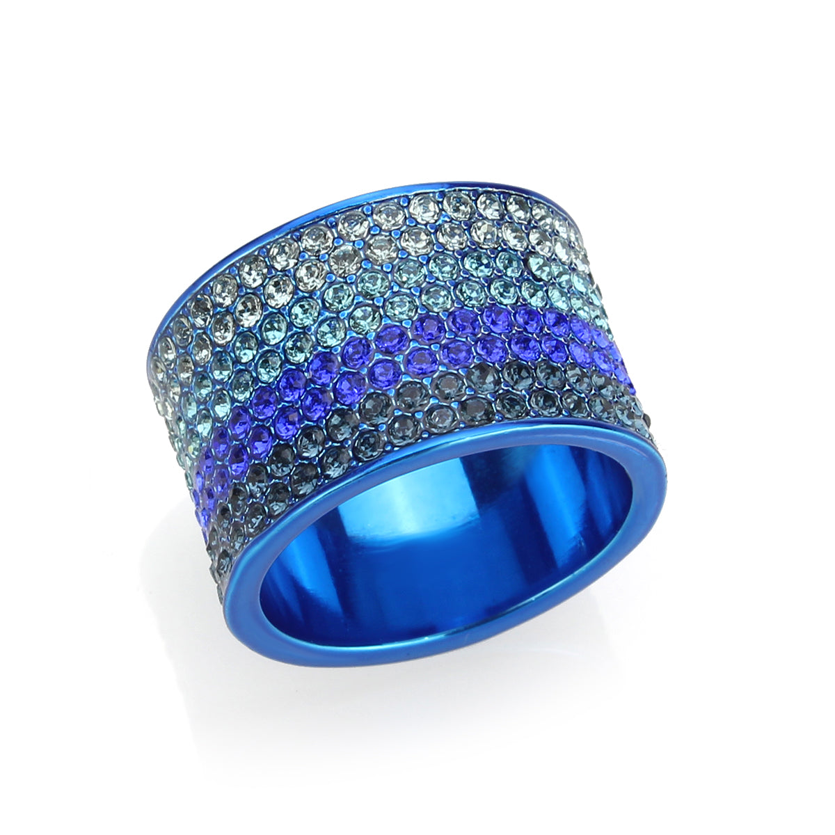 Color Wheel Wide Pave Ombre Band