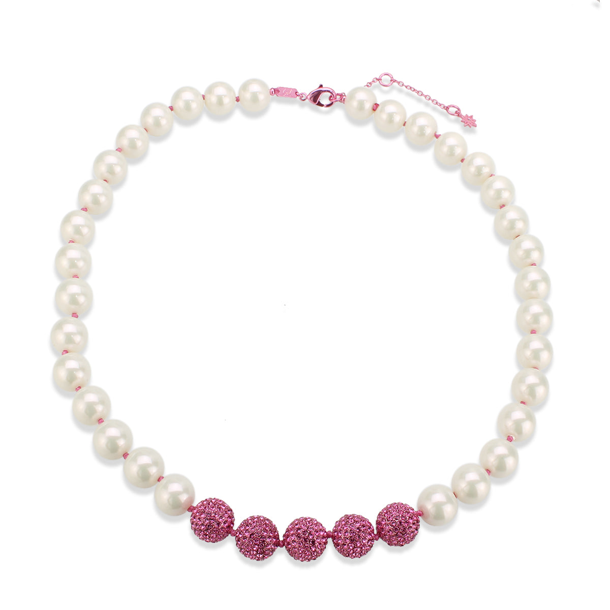 Color Wheel Pearl and Pave Ball Necklace