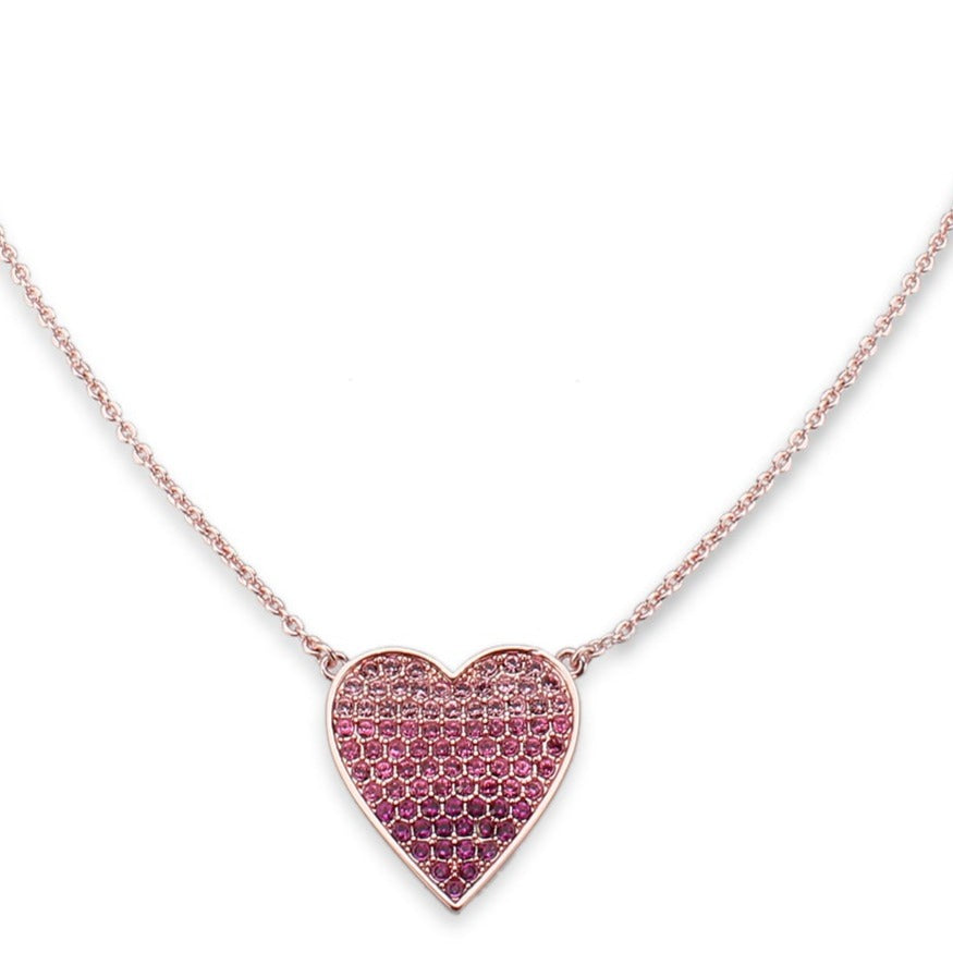 Ombre Pink Pave Heart Necklace